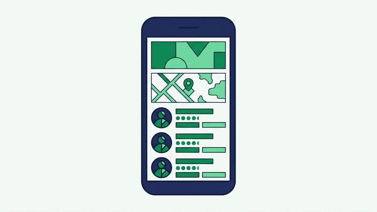 Google map pack on a phone showing three dental clinics with ratings and hours