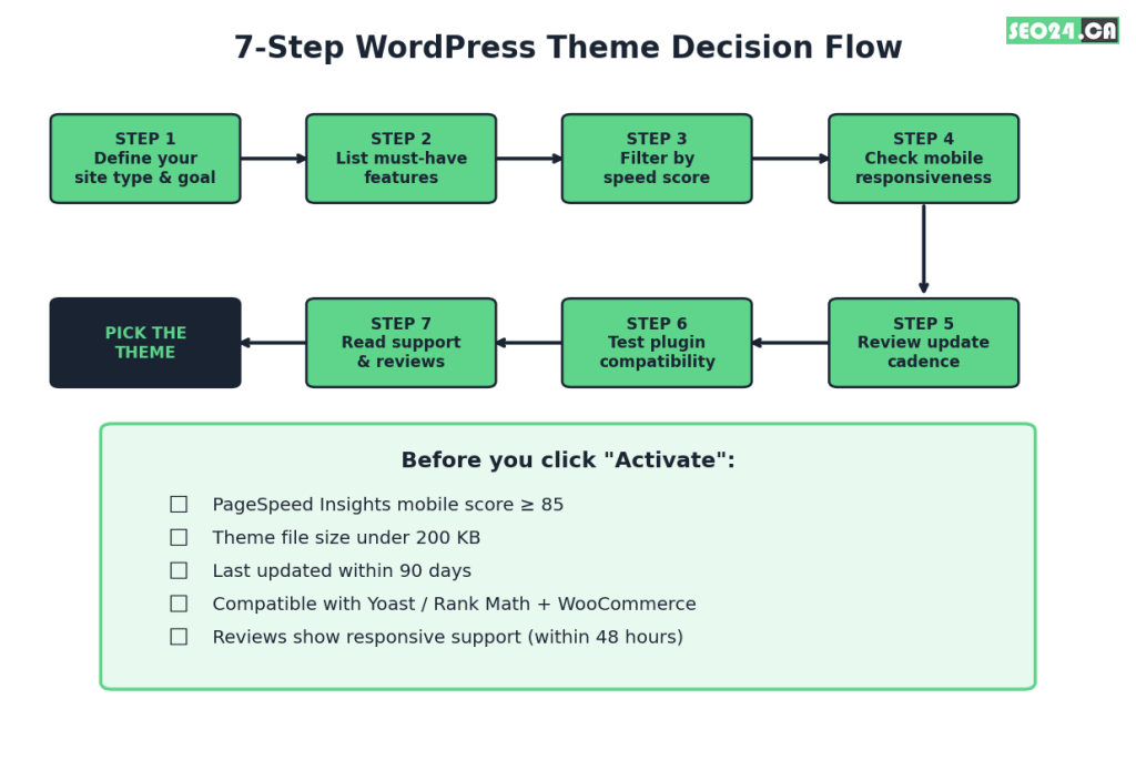 How to Choose a WordPress Theme 22 Choosing wordpress theme decision flow