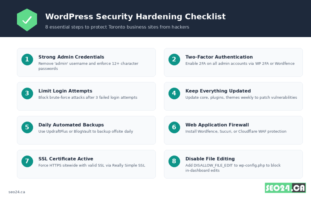 WordPress SEO Services Toronto 18 WordPress security hardening checklist